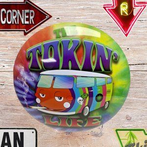 17" Funny The Tokin Life Round Dome Metal Sign Bar Vintage Retro Ad